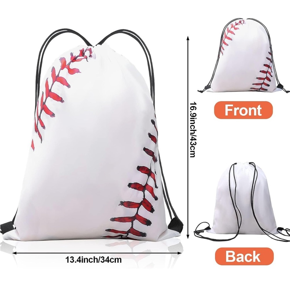 3 X Baseball Drawstring Bag Set of 3 / New NWOT